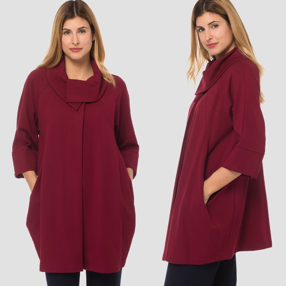 Joseph Ribkoff Burgundy Classic Cocoon Coat Jacket